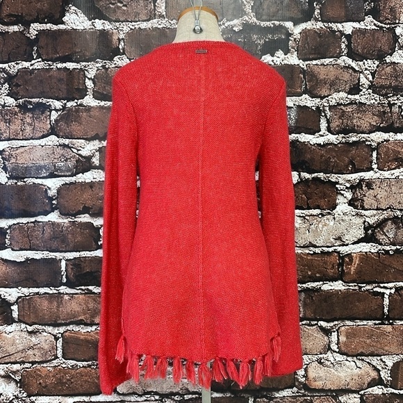 Prana Sweater Women's S Small Red Cable Knit Pullover Long Sleeve Tassles - Picture 11 of 14